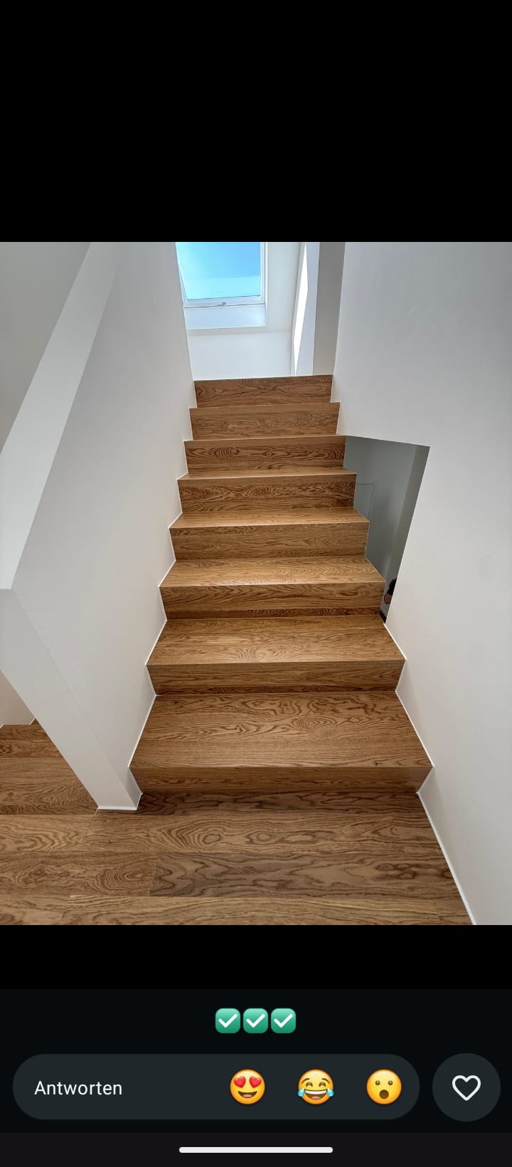 Fertig verlegte Holztreppe